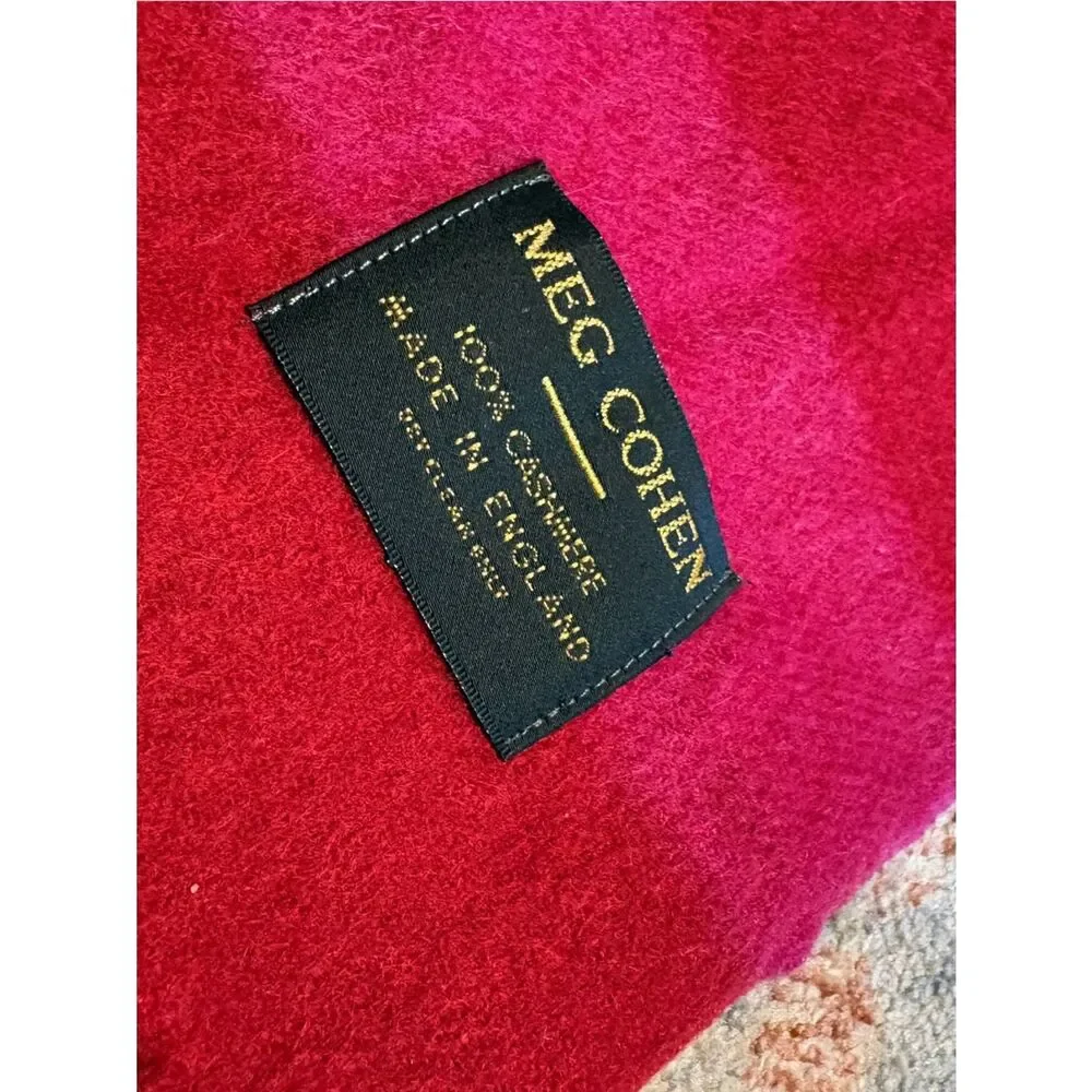 Meg Cohen Striped Cashmere Pink Scarf